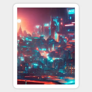 Cool Japanese Neon City Sticker